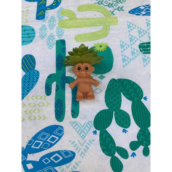 Tiny TROLL Air Plant Holder - Vintage Mini Troll Doll - Plant Protector - Picture 2 of 7